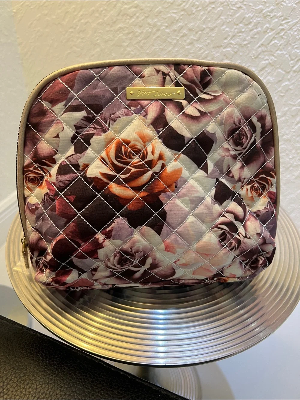 Betsey Johnson large dome floral makeup case